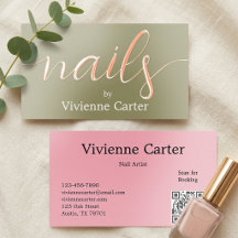 Olive-Grün Pink Script Nageldesignerin