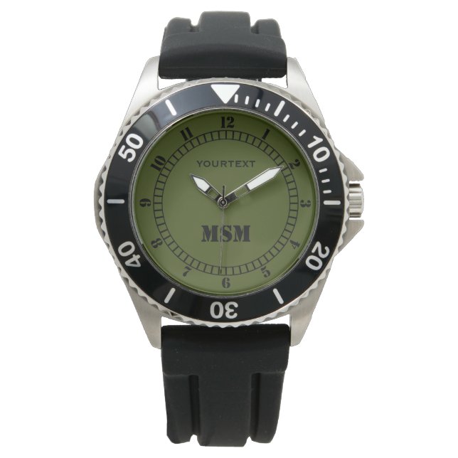 Olive-grüne Dekoration Armbanduhr (Vorderseite)