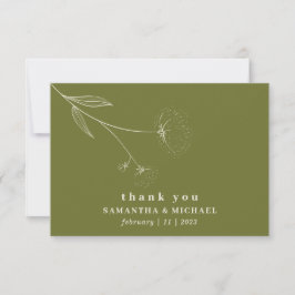 Olive-Grünes-Baumwoll-Blumen-Boho-beige-Dankeschön Einladung