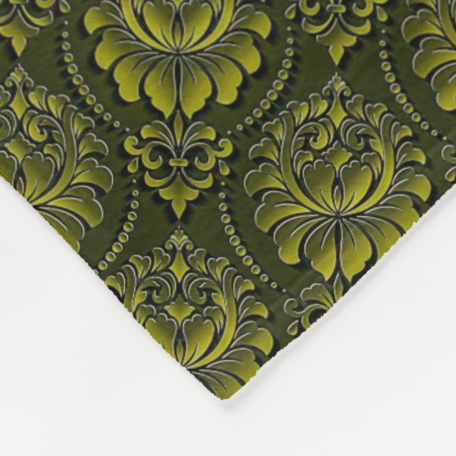Olive-Grünes Damast-Fleece-Decke Fleecedecke (Ecke)