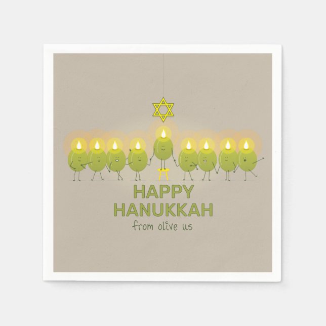 Olive Hanukkah Menorah Serviette (Vorderseite)