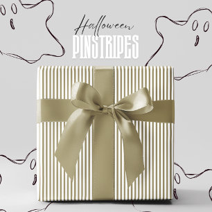 Olive Harvest Green und White Pinstrichen Hallowee Geschenkpapier