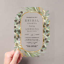 Olive Leaves Bridal Shower Acryleinladungen