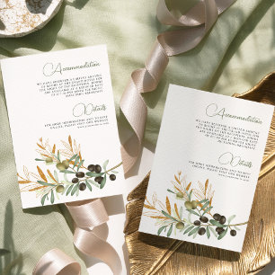 Olive Leaves Gold Branch Hochzeitsdetails Begleitkarte