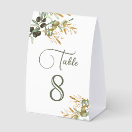 Olive Leaves Gold Branch Wedding Table Number Tischaufsteller