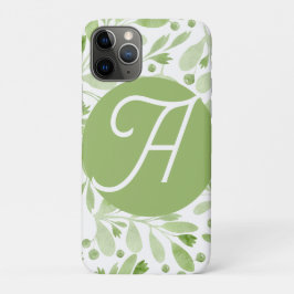 Olive Leaves Initial iPhone Case 