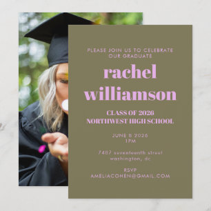 Olive Lilac Class of 2024 Foto Graduation Party Einladung