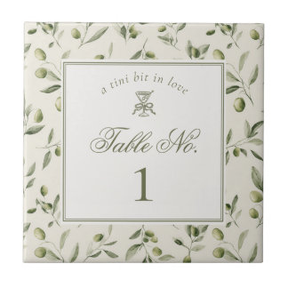 Olive Martini Green Pattern Wedding Table Number Fliese