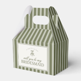 Olive Martini Green Stripe Bridesmaid Proposal Box Geschenkschachtel