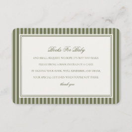 Olive Martini Green Striped Books For Baby Shower Begleitkarte