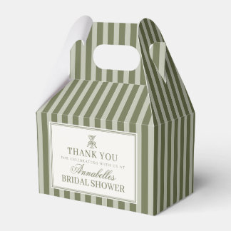 Olive Martini Green Striped Bridal Shower Geschenkschachtel