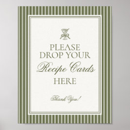 Olive Martini Green Striped Share Recipe Bridal Poster