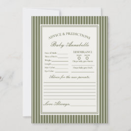 Olive Martini Striped Green Advice for Baby Card Einladung