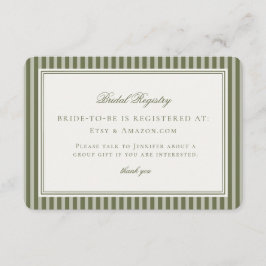 Olive Martini Tini Bit Closer Bridal Registry Begleitkarte