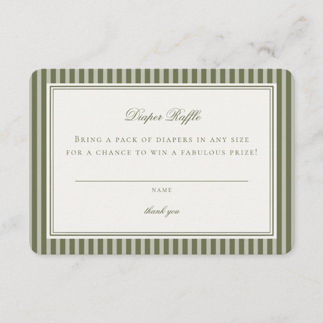 Olive Martini Tini Little One Stripe Diaper Raffle Begleitkarte (Vorderseite)