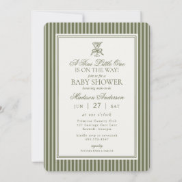 Olive Martini Tini Little One Striped Baby Shower Einladung