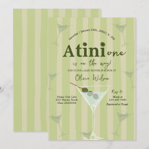Olive Martini Tini One ist auf dem Weg Babydusche Einladung