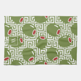 Olive Mediterranean Greek Key Geschirrtuch
