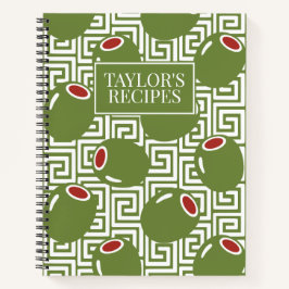 Olive Mediterranean Greek Key Recipe Notizbuch