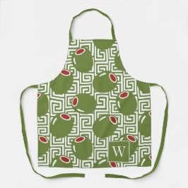 Olive Mediterranean Greek Key Schürze