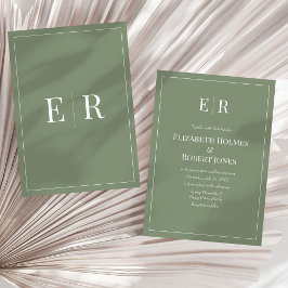 Olive Minimalistisch Monogram Non Foto Wedding Einladung