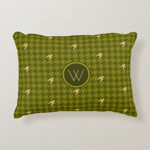 Olive mit Gold Accent Hahnentrittmuster Accent Pil Dekokissen