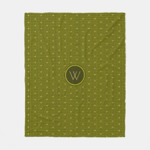 Olive mit Gold Accent Hahnentrittmuster Fleece Bla