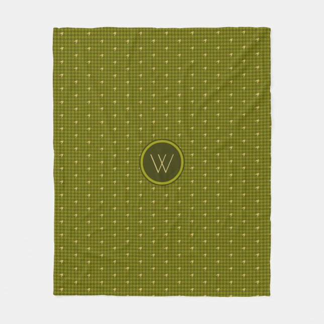 Olive mit Gold Accent Hahnentrittmuster Fleece Bla (Vorderseite)