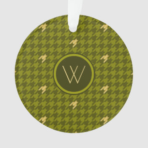 Olive mit Gold Accent Hahnentrittmuster Ornament