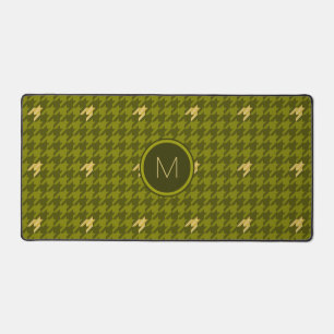 Olive mit Gold Accents Hahnentrittmuster Schreibtischunterlage