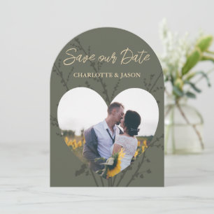 Olive Modern Foto Hörrahmen Save the Date Einladung