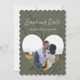 Olive Modern Foto Hörrahmen Save the Date Einladung
