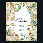 Olive Name Meaning Floral Bridal Birthday Gift Poster<br><div class="desc">An elegant name meaning a poster dedicated to a new baby. Decorated with glitter like baby feet. 
Enjoy your day!
FlorenceKdesign</div>