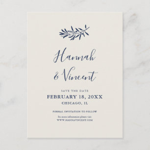 Olive Navy Save-the-Date-Postkarte Ankündigungspostkarte