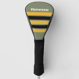 Olive Nightlight Across Striping with Name Golf Headcover