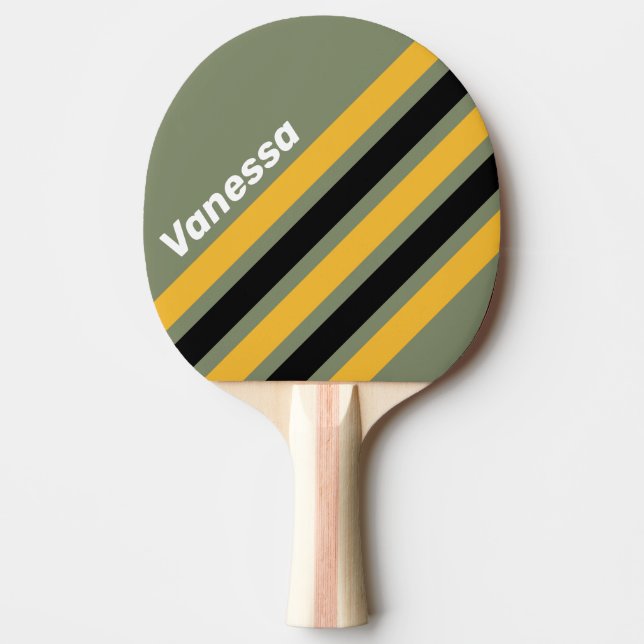 Olive Nightlight Angled Striping with Name Tischtennis Schläger (Vorderseite)