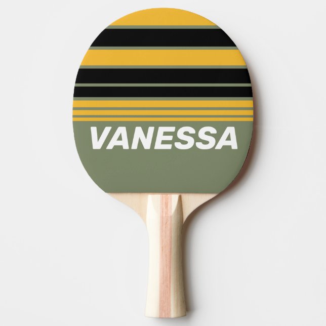 Olive Nightlight Horizon Striping with Name Tischtennis Schläger (Vorderseite)