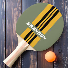 Olive Nightlight Kundgebung Streifen mit Namen Tischtennis Schläger