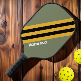 Olive Nightlight Streifen mit Namen Pickleball Schläger