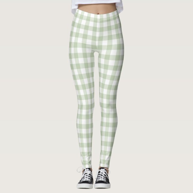 Olive Pastel Gingham Leggings (Vorderseite)