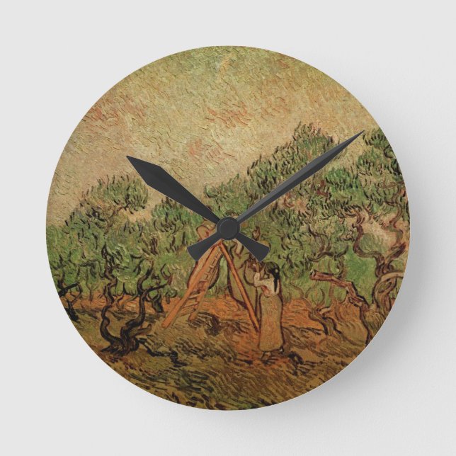 Olive Picking von Vincent van Gogh Runde Wanduhr (Vorderseite)