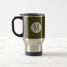 Olive Pinstripe Single Monogram Tasse