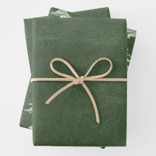 Olive Pistachio Mint Grün Weihnachtsbaum Textur Geschenkpapier Set