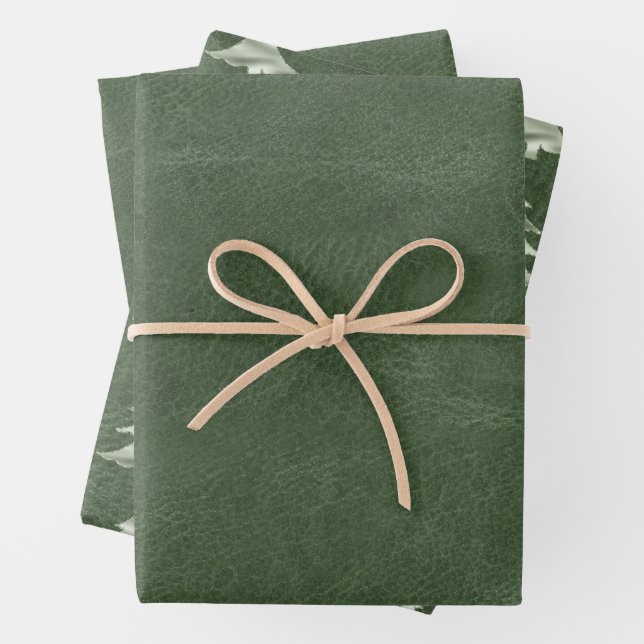 Olive Pistachio Mint Grün Weihnachtsbaum Textur Geschenkpapier Set (Beispiel)