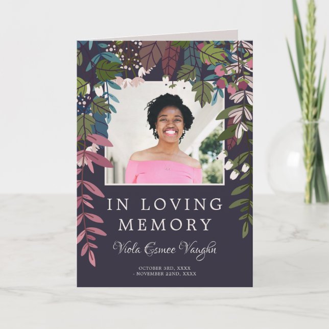 Olive Purple Green Programme de funérailles photo (Devant)