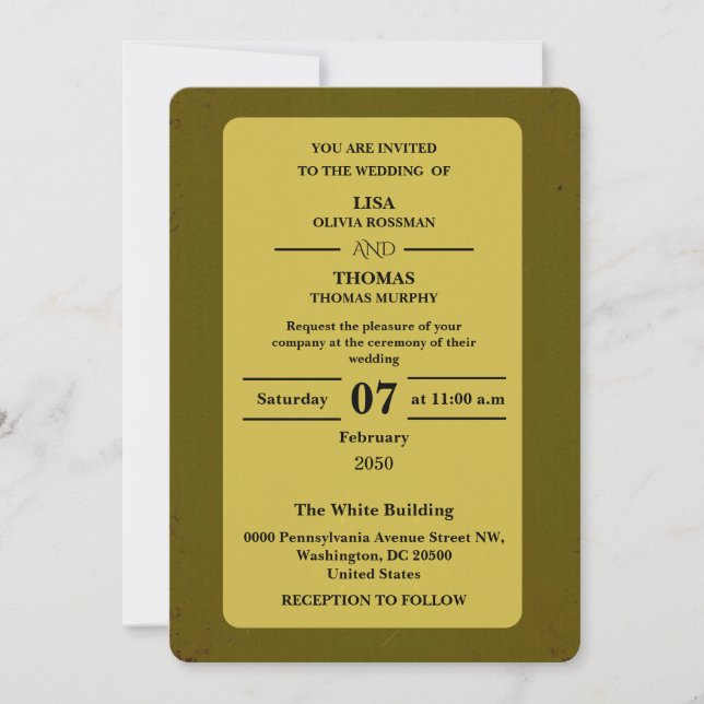 Olive Rust Earthy Wedding Invitation (Devant)