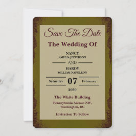 Olive Rust Earthy Wedding Save The Date