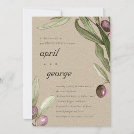 OLIVE RUSTIC KRAFT FAUNA POST WEDING BRUNH INVITE DANKESKARTE
