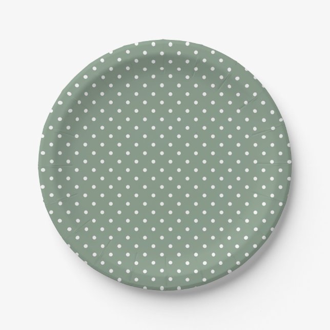 Olive Sage Confetti Papierplatte Pappteller (Vorderseite)