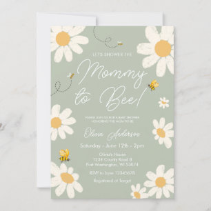 Olive Sage Daisy Retro Mommy to Bee Baby Dusche Einladung